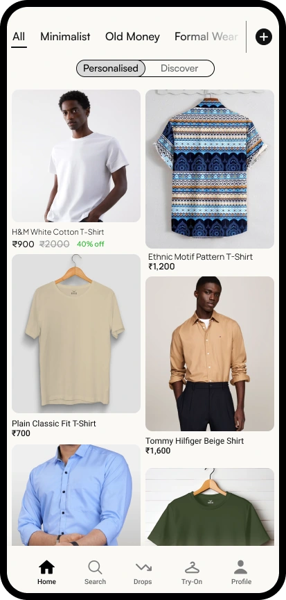 StyBay Home with a two-column personalized fashion feed