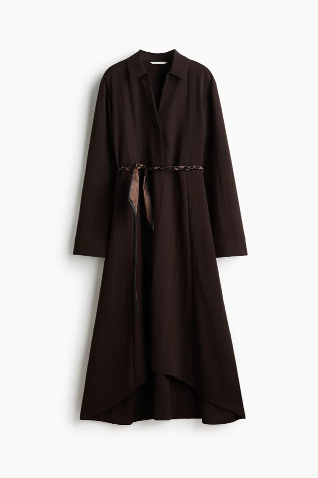 Chocolate belted shirt dress